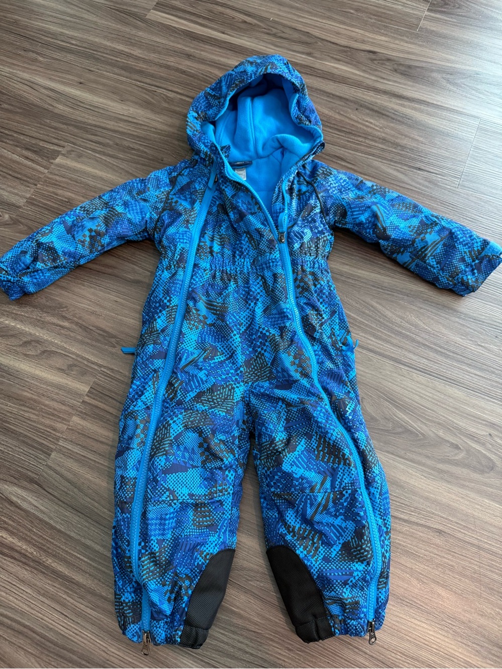 Kids Blue and Black REI Hooded One-Piece Snowsuit Size 18 months